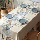 3 x Easter Table Runner Beige, Spring Kitchen Dining Decor for Home Party, 13x72 Inch
