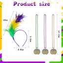 Mardi Mardi Gras Costume Accessory Set Faux Feather Headband Necklaces Earrings Bracelets Bowknot Skirt for Women Mardi Gras Theme Parties Green