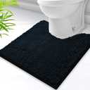 Toilet Rugs U-Shaped, Super Absorbent Chenille Bathroom Rugs and Strong PVC Non-Slip Backing for Toilets Rug Set, Machine Washable, Bath Mats for Bathrooms, 20"x 20",Black