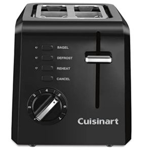 Cuisinart CPT122BK 2Slice Compact Plastic Toaster, Slots for Bagels & Bread, 7 Shade Settings, Cancel/Defrost/Reheat Functions, Removable Crumb Tray, Small Kitchen Appliance for Home & Office, Black