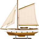 SAILINGSTORY Wooden Sailboat Decor Sail Boat Model Ship Sailing Yacht for Home Decoration Wood Color