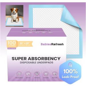 100 Count Super Absorbency Medium 22 x 22" Disposable Underpads, Leakproof Quick Drying for Multi-use for Babies, Puppy Pads and Adults, Potty Training Pads, Pet Pee Pads, Cat Pee Pads, Blue