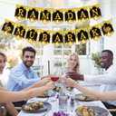 18 Pcs Eid Mubarak Banner, Ramadan Kareem Banner with Eid Mubarak Hanging Swirls Streamer Bunting, Ramadan Kareem Banner for Ramadan Decorations, Muslim Eid Mubarak Festival Garland Banner