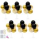 ZJDHPTY 2Set Balloon Stand with Balloons, Black and Gold Party Decorations, Birthday Graduation Retirement Father's Day Halloween New Years Decorations 2025