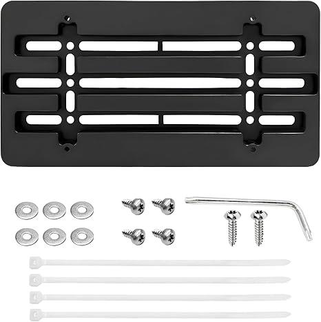 MTRPS Front License Plate Bracket Holder, Bumper Car Tag Frame Mount Adapter Kit with Wrench Cable Ties, Universal American Standard Licence Plate Cover for Most Trucks Vans SUVs