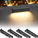 Black 4-Pack 7inch 3W 2700K Soft White Hardscpe Lighting | 12V AC/DC Retaining Wall Lights,Low Voltage Landscape Lighting,Hardscape Paver Light,Outdoor Step Lights
