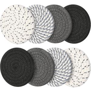 2 x Coasters Set of 8, Absorbent Coasters for Drinks, Living Room Decor, Coffee Table Decor, Bar Accessories for The Home Bar Set (Grey Without Holder)