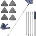 JEHONN Wall Cleaner Mop with Long Handle 82 Inches, 3-in-1 Ceiling Cleaning Tool Duster with 6 Replacement Microfiber Chenille Pads for Painted Walls, Window, Floor, Baseboard (Blue)