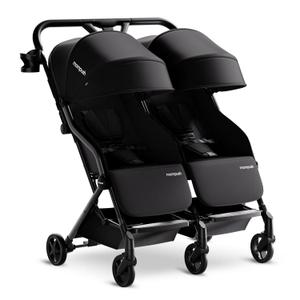Mompush Lithe Double Stroller, Lightweight Side by Side, Infant & Toddler, Black