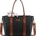 LOVEVOOK Teacher Tote Bag for Women, Quilted Work Tote Nurse Laptop Bag, Large Computer Shoulder Bags with Zipper for Travel