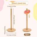 Giantree 4 Pack Donut Stand, Donut Stand For Dessert Table Donut Wooden Stand Donut Display Stand Tower Bagel Stand Holder Doughnut Stand 10.62in Long For Party Christmas Birthday New Year Wedding