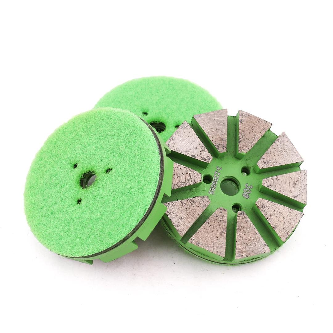 3 Inch Metal Diamond Floor Polishing Pad Grinding Pads for Tile Stone Marble Concrete Granite Sanding Disc(Grit 30-3pcs)