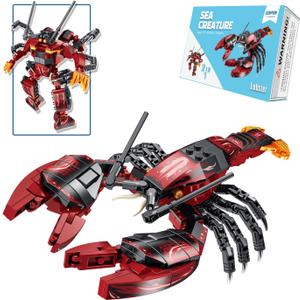 Sea Creatures Building Toy Ocean Animal Building Blocks Sets 2 in 1 Lobster Figures for 6 Plus Years Old Boys and Girls Gift for Birthday Christmas (263pcs) Sea Creatures Building Toy Ocean Animal Building Blocks Sets 2 in 1 Lobster Figures for 6 Plus Years Old Boys and Girls Gift for Birthday Christmas (263pcs)