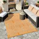 Anidaroel Patio Rugs Outdoor 6x9 Clearance Waterproof, Reversible Rainbow Outdoor Plastic Straw Outside Rugs, RV Outdoor Rugs for Camping, Porch, Balcony, Backyard (Orange,6X9')