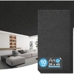 Art3d Acoustic Drop Ceiling Tiles 2x4 ft, 10-Pack Polyester Ceiling Panels, 24*48 10pcs