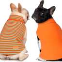 KYEESE 2Pack Dog Sweater Turtleneck Dogs Clothes Stretchy Pets Clothes Soft Pet Sweatshirt Pullover Dog Sweaters for Small Dogs Male Warm Pet Coats (X-Large (19-27lbs), 5# Stripe+Orange)