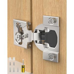 Onemake 30 Pack 1/2" Overlay Face Frame Soft Close Cabinet Hinges, 105 Concealed Hinge, Smooth Slow Self Closing, 3D Adjustable, Hidden Hardware Replacement for Kitchen, Wardrobe, Cupboard Door