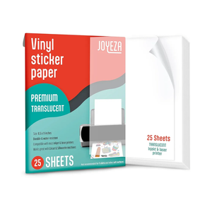 JOYEZA Premium Printable Vinyl Clear Sticker Paper for Inkjet Printer - 25 Sheets Translucent Waterproof, Dries Quickly Vivid Colors, Holds Ink Well - Inkjet & Laser Printer JOYEZA Premium Printable Vinyl Clear Sticker Paper for Inkjet Printer - 25 Sheets Translucent Waterproof, Dries Quickly Vivid Colors, Holds Ink Well - Inkjet & Laser Printer