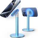 Nulaxy Magnetic Fully Aluminum Phone Stand, 360 Rotating Cell Phone Stand for Desk with Metal Ring, Adjustable Phone Holder Compatible with Phone 17 16 15 14 13 Pro and MagSafe Case, Blue