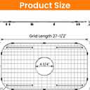 JJV Sink Bottom Grid 27-1/2" x 14-1/4", Centered Drain with Corner Radius 3-1/2",Stainless Steel Sink Grids for Single Bowl Kitchen Sinks