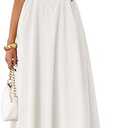 Women's Summer Sleeveless Halter Midi Dress 2025 Off Shoulder High Waist Swing Flowy Beach Long Dresses S