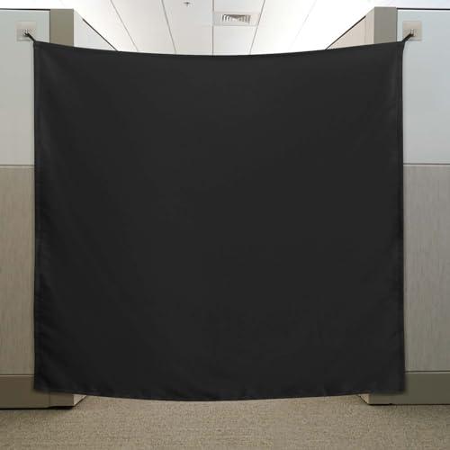 Pinkunn 40 x 48 Inch Office Cubicle Curtain with Stainless Steel Self Adhesive Hook Portable Privacy Door Partition Room Office Divider(Black)