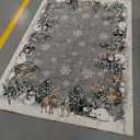 Artoid Mode Grey Snowman Deer Tree Christmas Area Rug, Winter Home Decor Low-Profile Washable Area Rugs for Entryway Bedroom Living Room Laundry Room Indoor 5x7 Feet