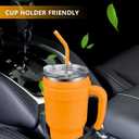 40 Oz Tumbler with Handle and Straw Insulated Stainless Steel Travel Mug with Lid Leak Proof Cup Holder Friendly Gifts for Women Men Him Her(Orange)