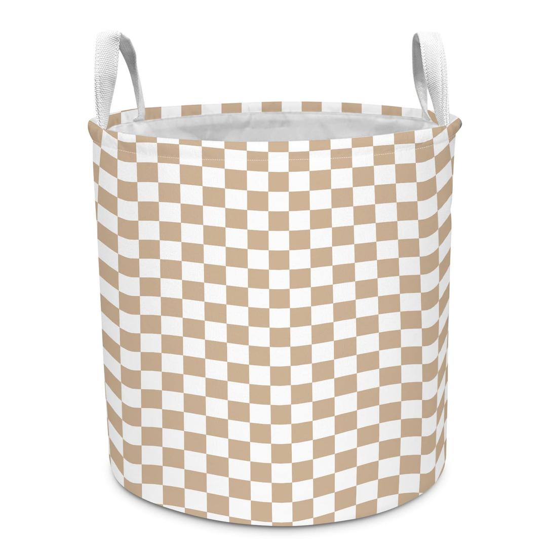 2 x XYTIDUKEJI Checkered Laundry Basket Foldable Storage Handles 13.8x15.8 In