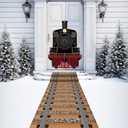 Train Party Decoration Train Hanging Banner Railroad Track Aisle Polyester Fabric for Christmas Party Train Theme Birthday Party Xmas School Classroom Door Home Wall Indoor Outdoor Decor Supplies