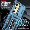 LeYi Compatible for Samsung S24-FE Case: S24FE Case with 2PCS Tempered Glass Screen Protector & Magnetic Metal Ring Stand, Camera Cover & Military-Grade Shockproof para S24 FE Cover, Light Blue (Galaxy S24 FE (6.7''))