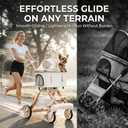 All-Terrain Pet Stroller for Small Medium Dogs & Cats, 20 lbs Capacity - Portable Carrier with One-Touch Brake, Lightweight Foldable Design & Shock Absorption Wheels,Beige
