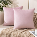 ETASOP Velvet Pillow Covers with Inserts Included 18x18, Pack of 4 Soft Solid Decorative Throw Pillows for Sofa Bedroom Car (Light Pink)