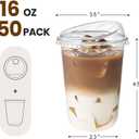 50 Pack 16 Oz Round Bottom Clear Plastic Cups with Strawless Sip Lids | Iced Coffee Cups, Disposable To Go Cup for Juice Smoothie Cold Drinks (EXP 08/26/32)