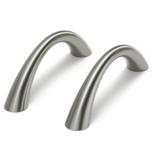 Goldenwarm Curved Cabinet Handles Solid Zinc Alloy Hardware for Dresser Brushed Nickel Drawer Pulls 3 Inch Hole Center, 5 Pack