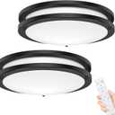 Hepside 2-Pack Flush Mount LED Ceiling Light with Remote, Dimmable& 3000K-6500K Adjustable Ceiling Light Fixture, Timer, Night Light, 13-inch Black Ceiling Lamps for Kitchen, Bathroom, Bedroom, Hallway