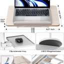 2 in 1 Adjustable Book Stand - Dual-Use Floor and Desktop Book Holder Stand, Height Adjustable 23.5-52 in, Elastic Page Clips for Music Sheet, Recipe, Tablet, Laptop-White