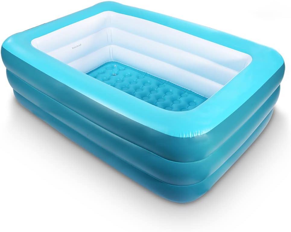 Inflatable Swimming Pool for Kids, 59" X 45" X 20" Kiddie Pools with Inflatable Soft Floor, Durable Blow Up Pools for Backyard, Garden or Indoor (Green)