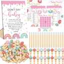 Patelai 321 Pcs Baby Sprinkle Decorations for Girl Sprinkled Baby Shower Donut Games Bingo Price Don't Say The Word Who Mom Clothespin for Pink Blue Sprinkle Donut Gender Reveal Party Decor Supplies