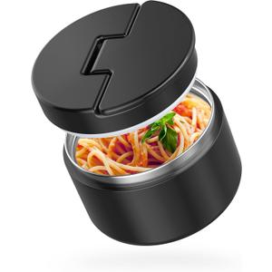 12oz Soup Thermo for Hot Food Kids Vacuum Insulated Food Jar Twist-Free Soup Thermo for Hot Food Kids Leakproof Stainless Steel Wide Mouth Lunch Container (Black)