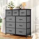 Dresser for Bedroom with 9 Drawers, Anti-Tip Fabric Storage Tower | Wood Top and Metal Frame Organizer for Clothes, Closet, Entryway, Hallway Furniture, Grey