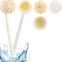 NOVER 3 in1 Long Handle Shower Sponge Brush Set,Body Brush,Leg Brush,Bath Sponge,Back Scrubber- Exfoliating Brush with Loofah & Massage Bristles - Deep Cleanse, Improve Circulation & for Men & Women