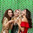 Bachelorette Party Decorations Foil Fringe Curtain, 2-Pack Girls Night Supplies Funny Metallic Streamers, Naughty Tinsel Backdrop for Hen Parties Bridal Shower Adult Birthday (Green)