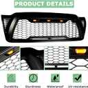 Mesh Grille Compatible For Toyota Tacoma front grill with 3 LED Lights 2005 2006 2007 2008 2009 2010 2011
