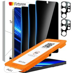 3 Pack Privacy Screen Protector for Samsung Galaxy s25 ultra Tempered Glass + 2 Pack Camera Lens Protector, True 25Anti Spy, Military Grade Shatterproof, 9H+ Hardness, Auto Alignment Frame 6.9" (Black)