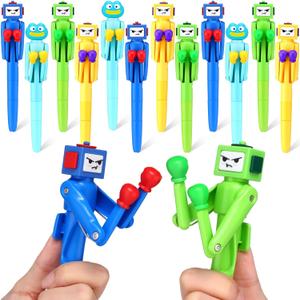 Sayglossy 12 Pcs Boxing Pen Robot with Punching Arm and Crisp Button Sound Interesting Frog Funny Ballpoint Cool Novelty Pen Boxing Gifts