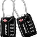 Puroma 2 Pack TSA Approved Luggage Locks, 4 Digit Combination Travel Locks Resettable Code Lock with Zinc Alloy Body for Suitcase, Toolbox, Backpack, Bag, Gym Locker (Black)