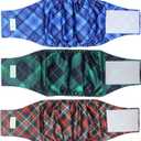 wegreeco Washable Male Dog Belly Band (Stylish Pattern)- Pack of 3 - Washable Male Dog Belly Wrap, Dog Diapers Male (Blue, Green, Red Plaid, L)