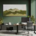 Dolidoteart Green Beige White Mountain Wall Art, Hand Painted Oil Painting on Canvas, Large Landscape Wall Decor for Living Room Bedroom Office, Horizontal 24x48 Inch