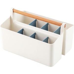 Art Caddy Organizer with Handle, Marker Organizer, Art Supply Storage Organizer with Adjustable Dividers, Portable Storage Bin for Craft Supplies Colored Pencils Makeups Tools Pen Holder for Desk